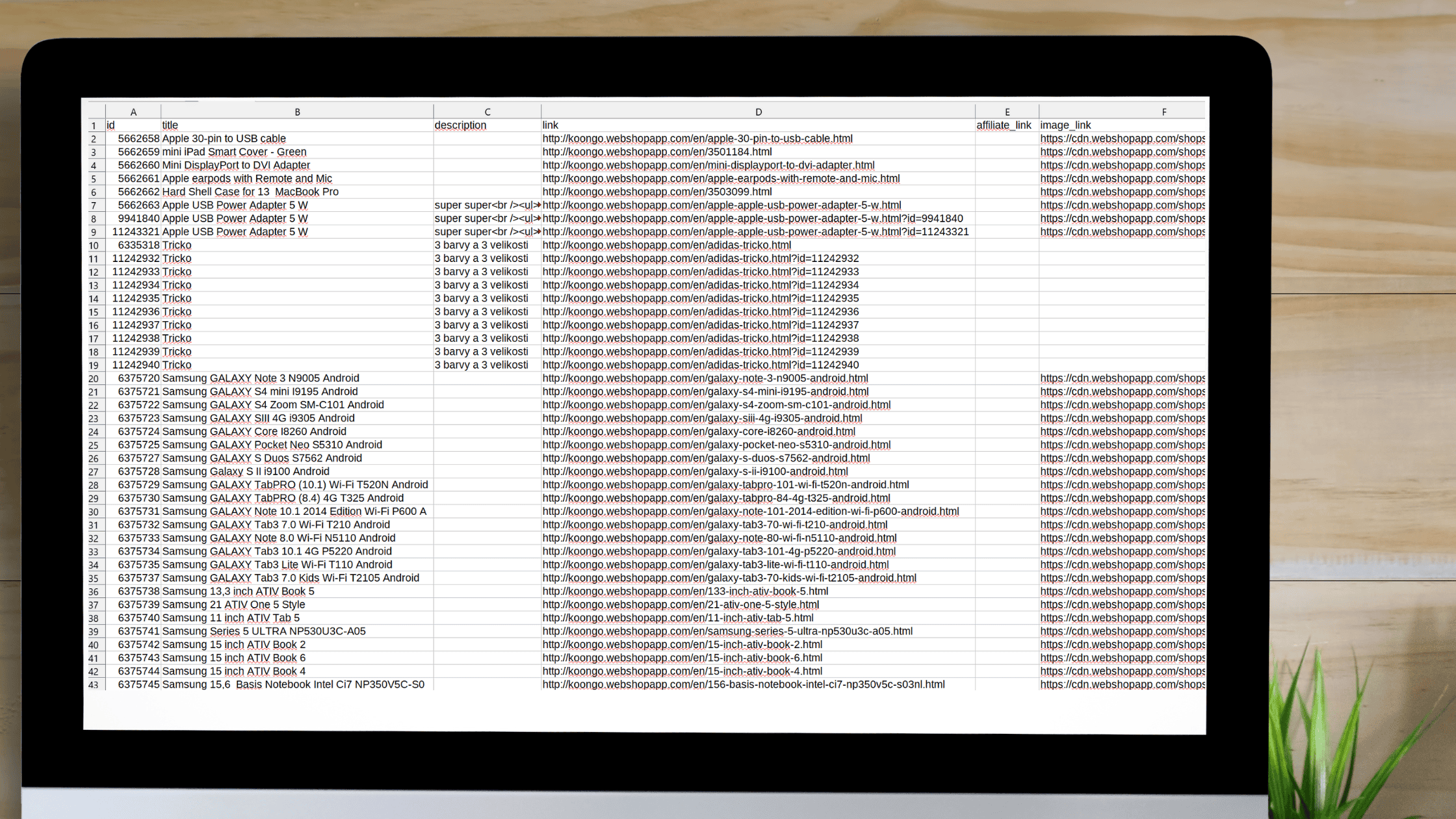 CSV Product Feed Example