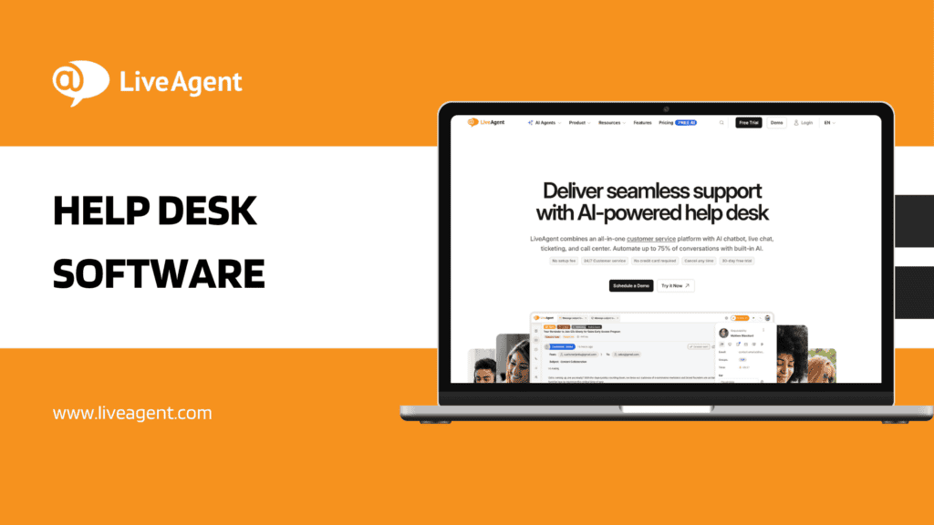 liveagent help desk softwawre landing page